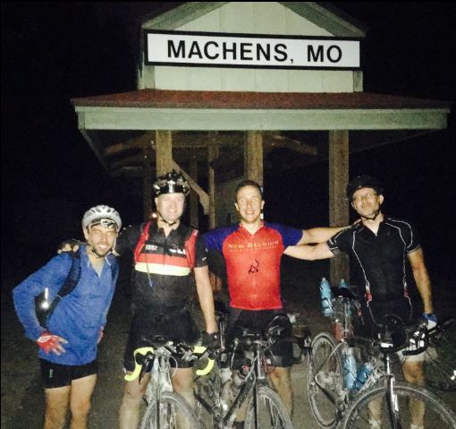 One-day Katy Trail: Zach Pashea, Tom Lucido, Matt Hagenhoff and Jason Johannpeter at Machens